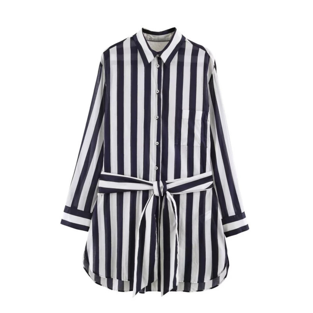 ZARA Chic Work Striped Long Sleeve Button Down Shirt